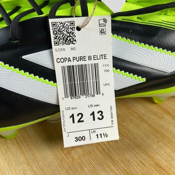 Adidas Copa Pure 3 Elite FG Soccer Size 12 Men Black Lucid Lemon JH6304 main image 6